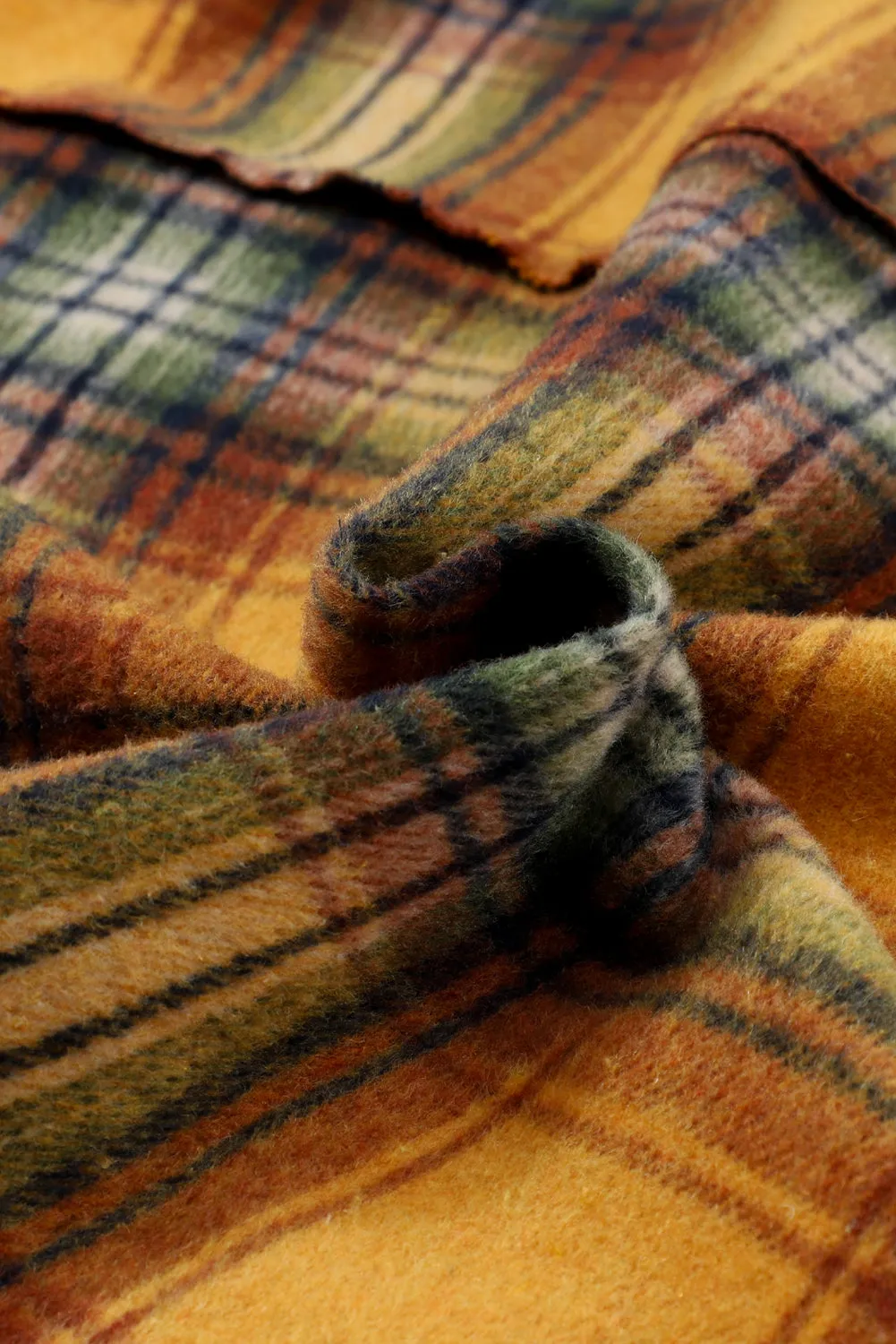 🔥 Plaid Patchwork Frayed Trim Snap Button Hooded Jacket 🔥