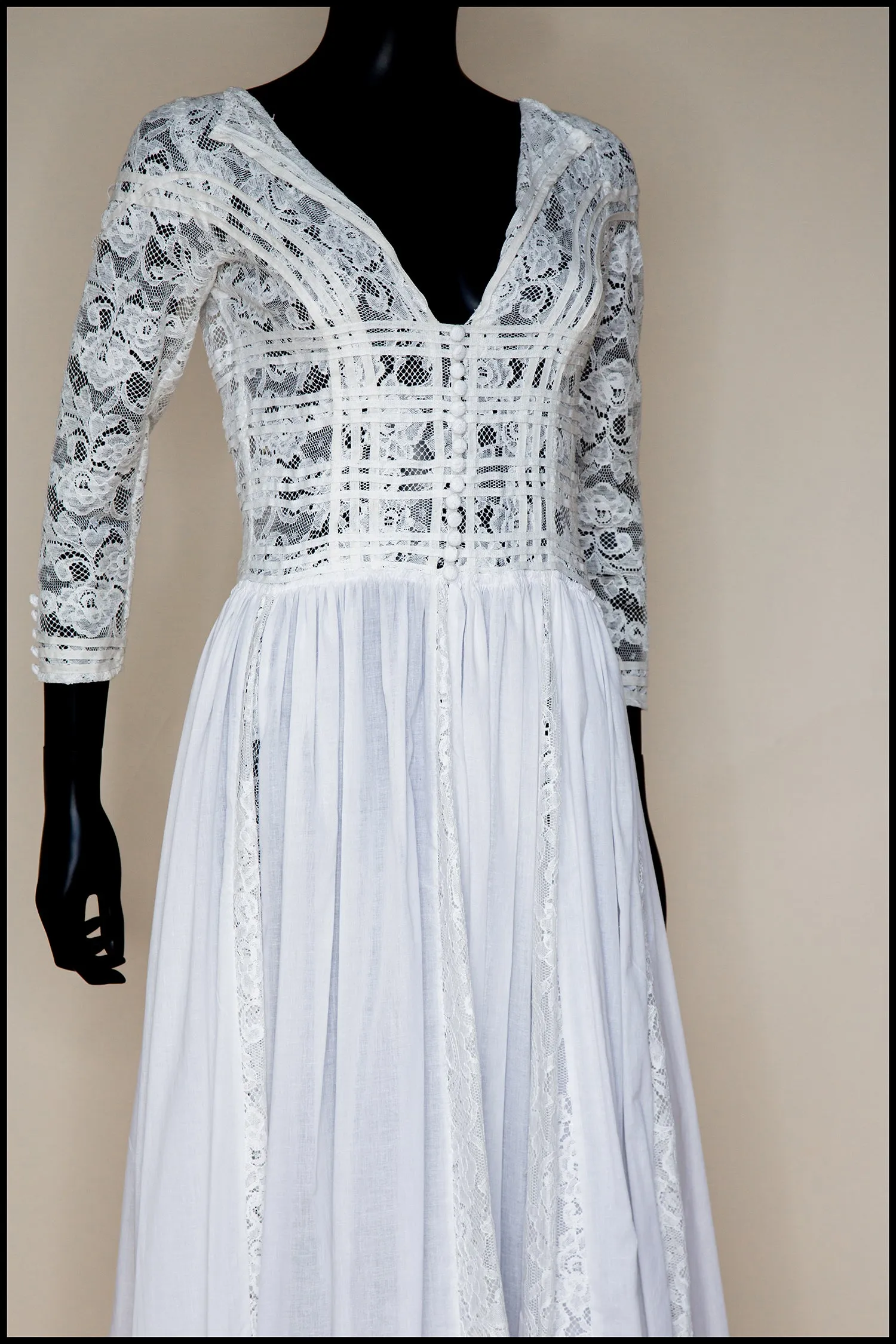 1910 - Edwardian Cotton Lace Maxi Dress (sample)
