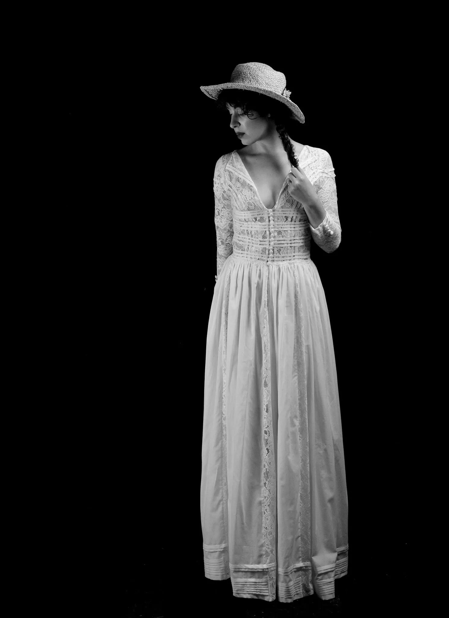 1910 - Edwardian Cotton Lace Maxi Dress (sample)
