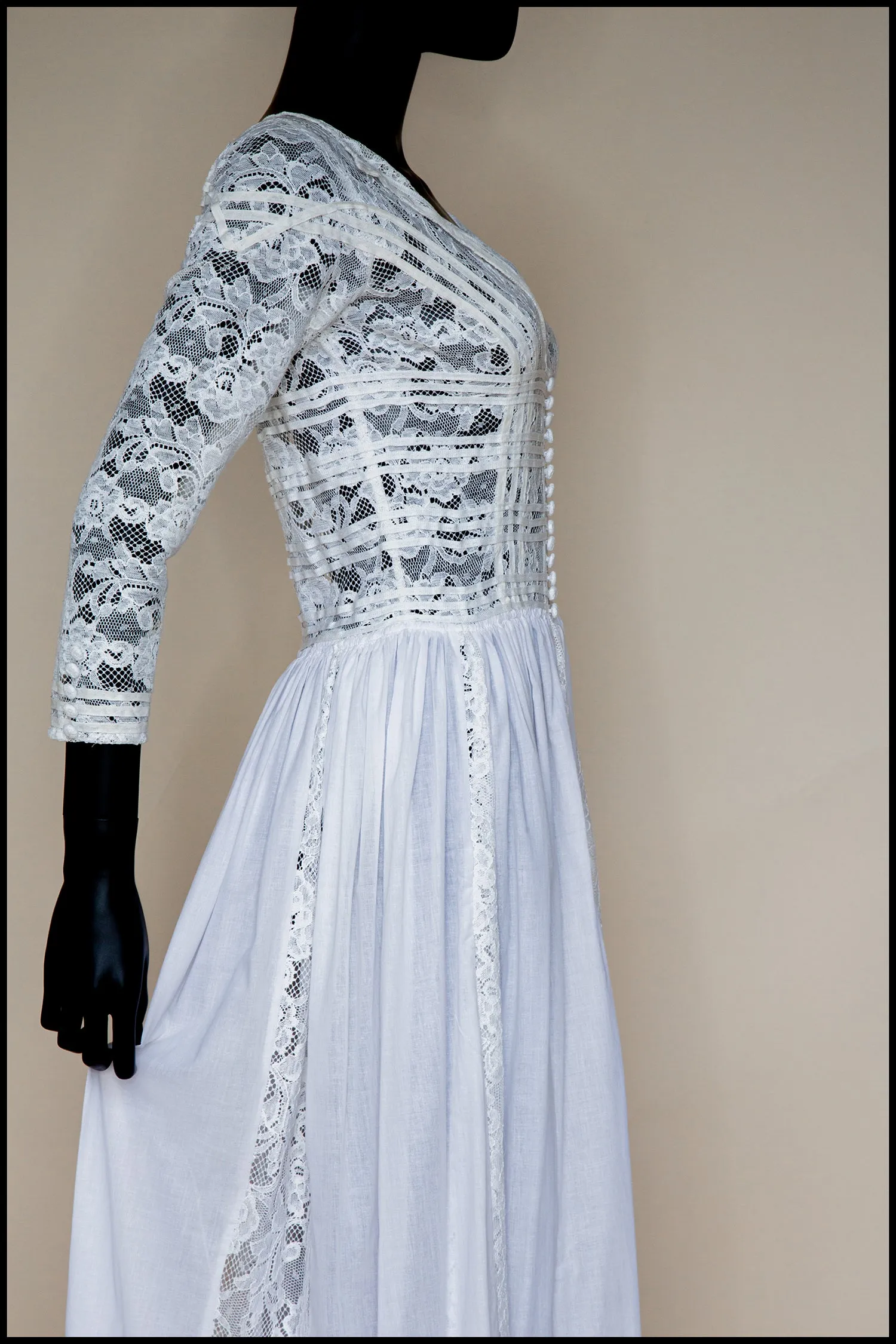 1910 - Edwardian Cotton Lace Maxi Dress (sample)