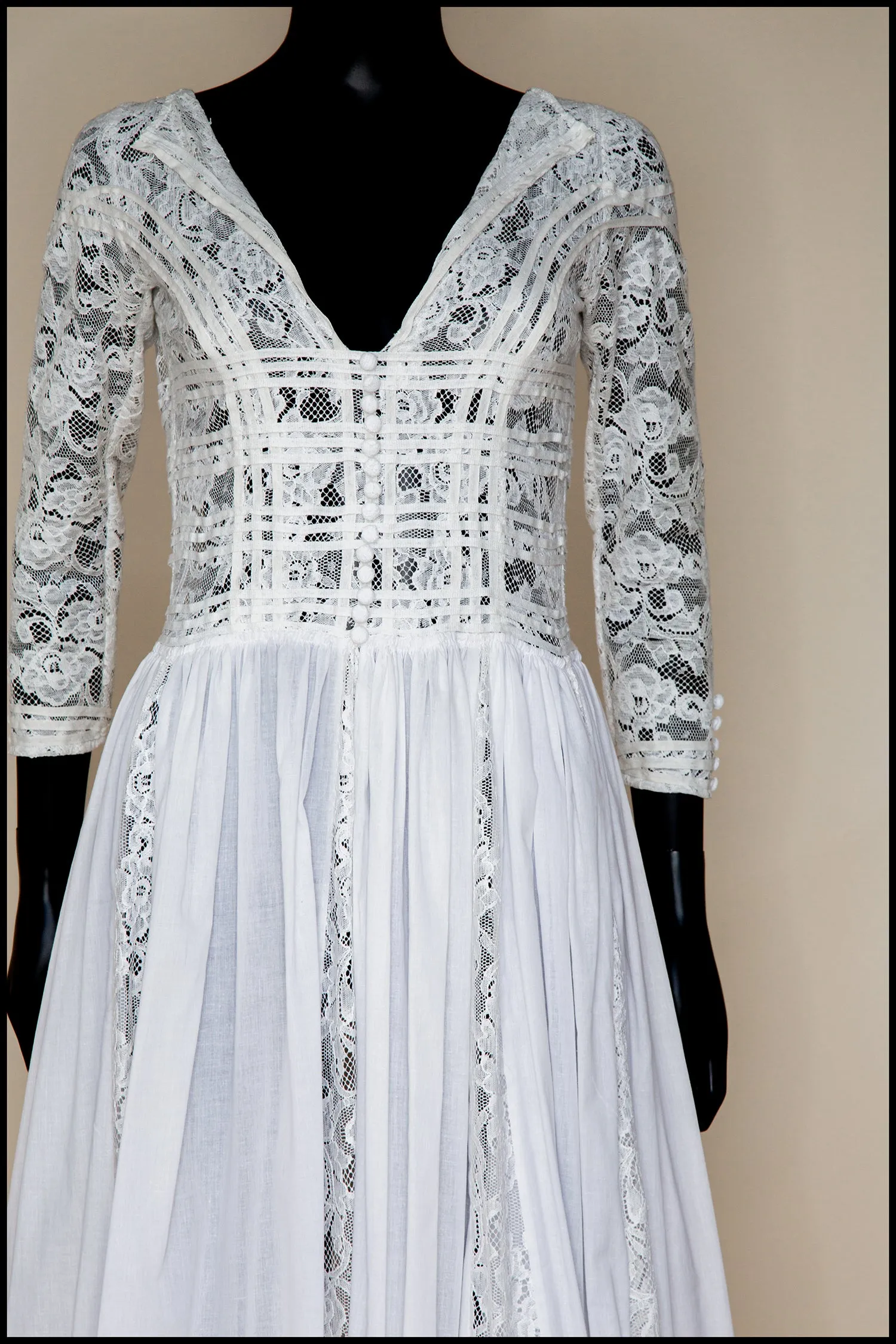 1910 - Edwardian Cotton Lace Maxi Dress (sample)
