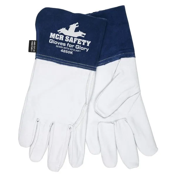 4850KL MCR Safety Gloves for Glory Welding Gloves, Large, Leather, White