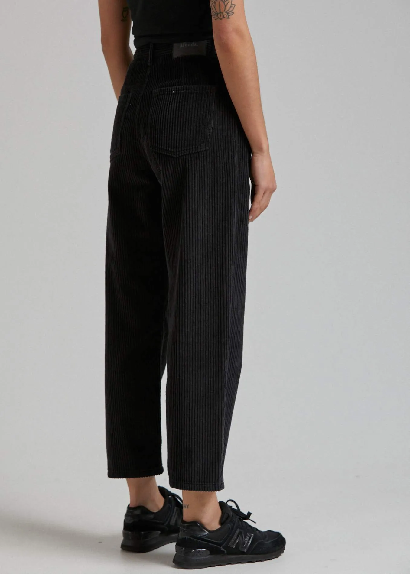 Afends Womens Shelby - Corduroy High Waist Wide Leg Pant - Black