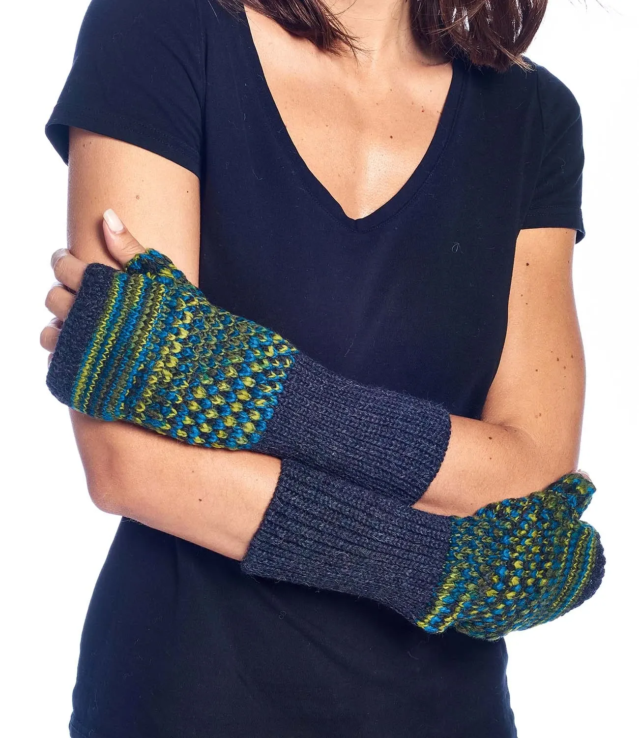 Alpaca Fingerless Gloves- Speckle