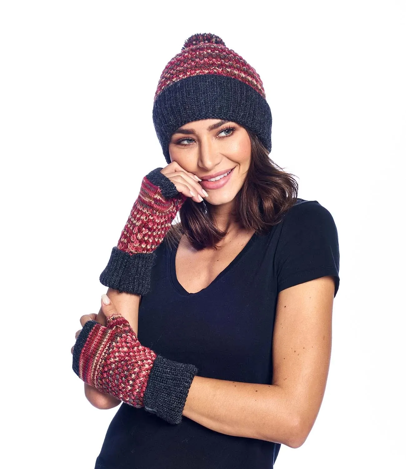 Alpaca Fingerless Gloves- Speckle