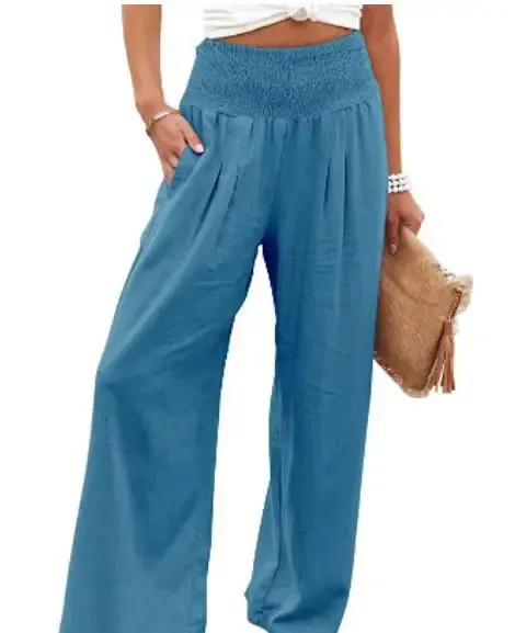 Autumn Winter New Quick Sell Cotton Hemp High Waist Pull Elastic Popular Women's Casual Pants