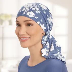 Bella Dusty Blue Tropical Floral Scarf