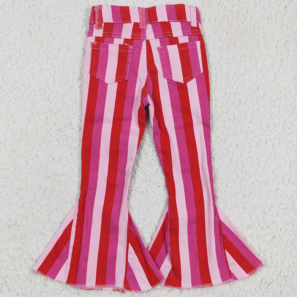 Boutique Girls Denim Pants Stripe Girls Jeans Bell Pants P0043