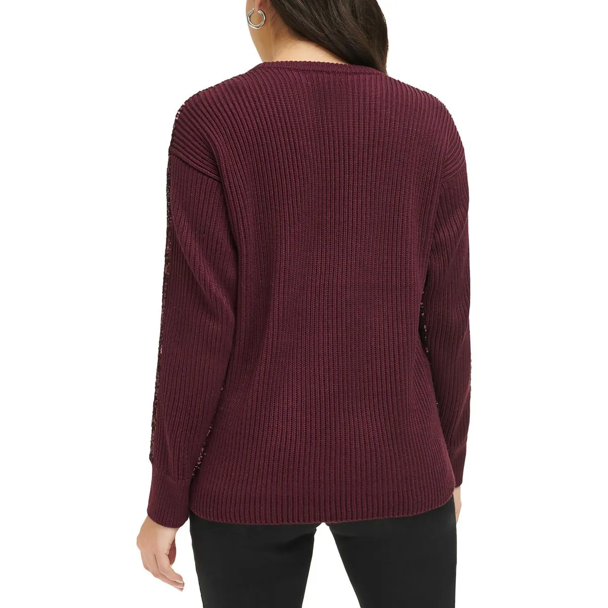 Calvin Klein Womens Sequined Pullover Crewneck Sweater