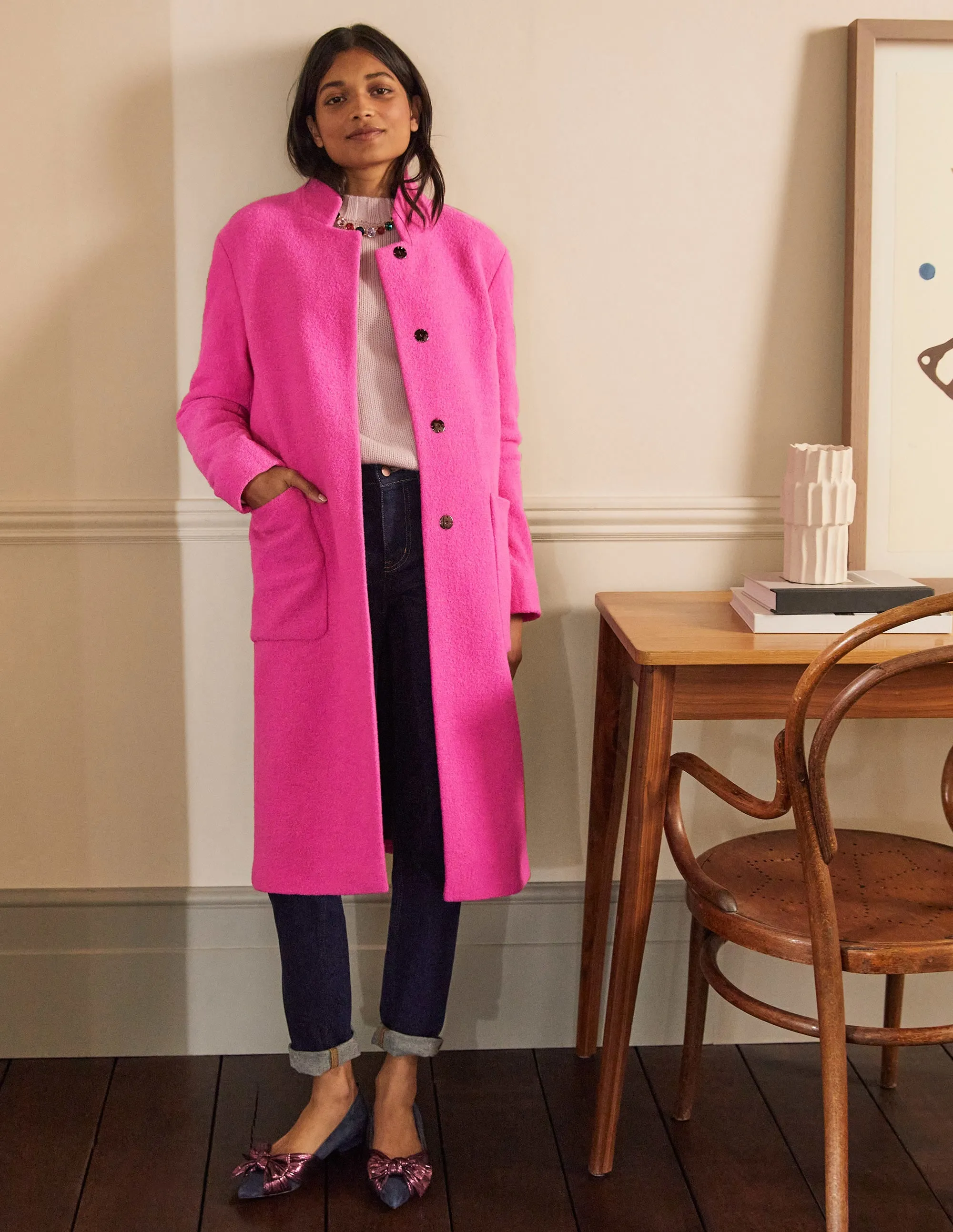 Chiltern Wool Blend Coat-Pop Pansy