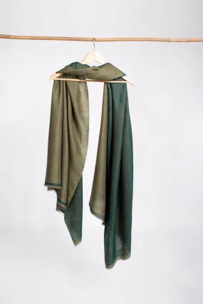 Dual Sided Pashmina Scarf in Forest  and Olive Green - REGIS