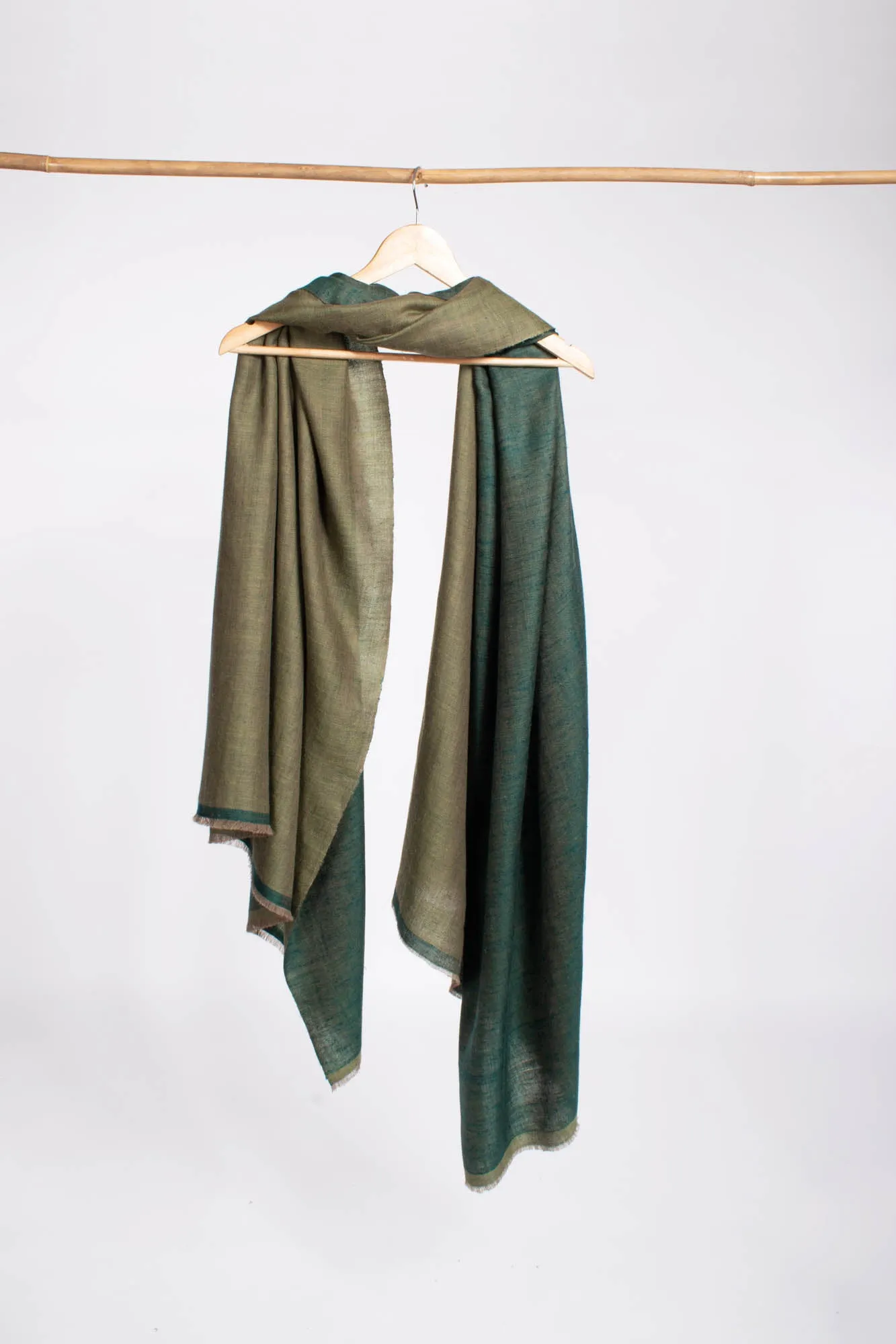 Dual Sided Pashmina Scarf in Forest  and Olive Green - REGIS