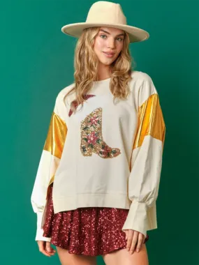Festive Sequin Stocking Sweatshirt Santa Sweater