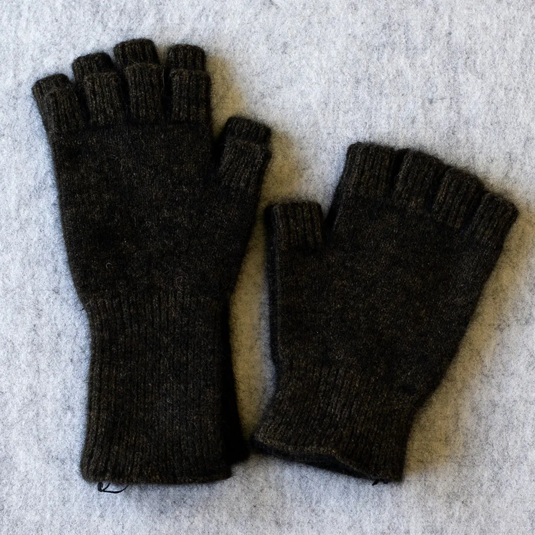 Fingerless gloves in Merino wool, possum down and silk