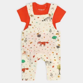 Forest Print Unisex Dungaree with Romper set