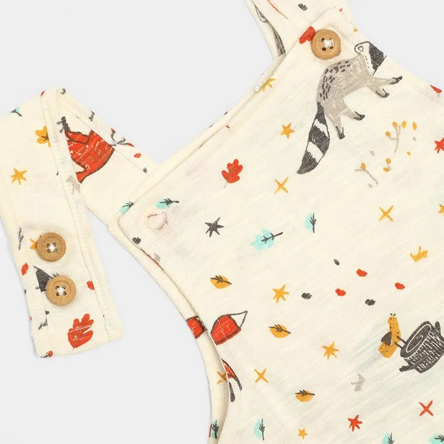 Forest Print Unisex Dungaree with Romper set