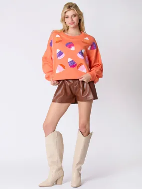 Halloween-Themed Sequin Candy Sweatshirt for Women