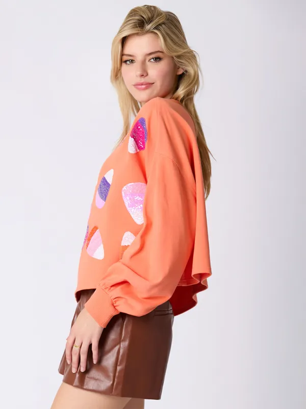 Halloween-Themed Sequin Candy Sweatshirt for Women
