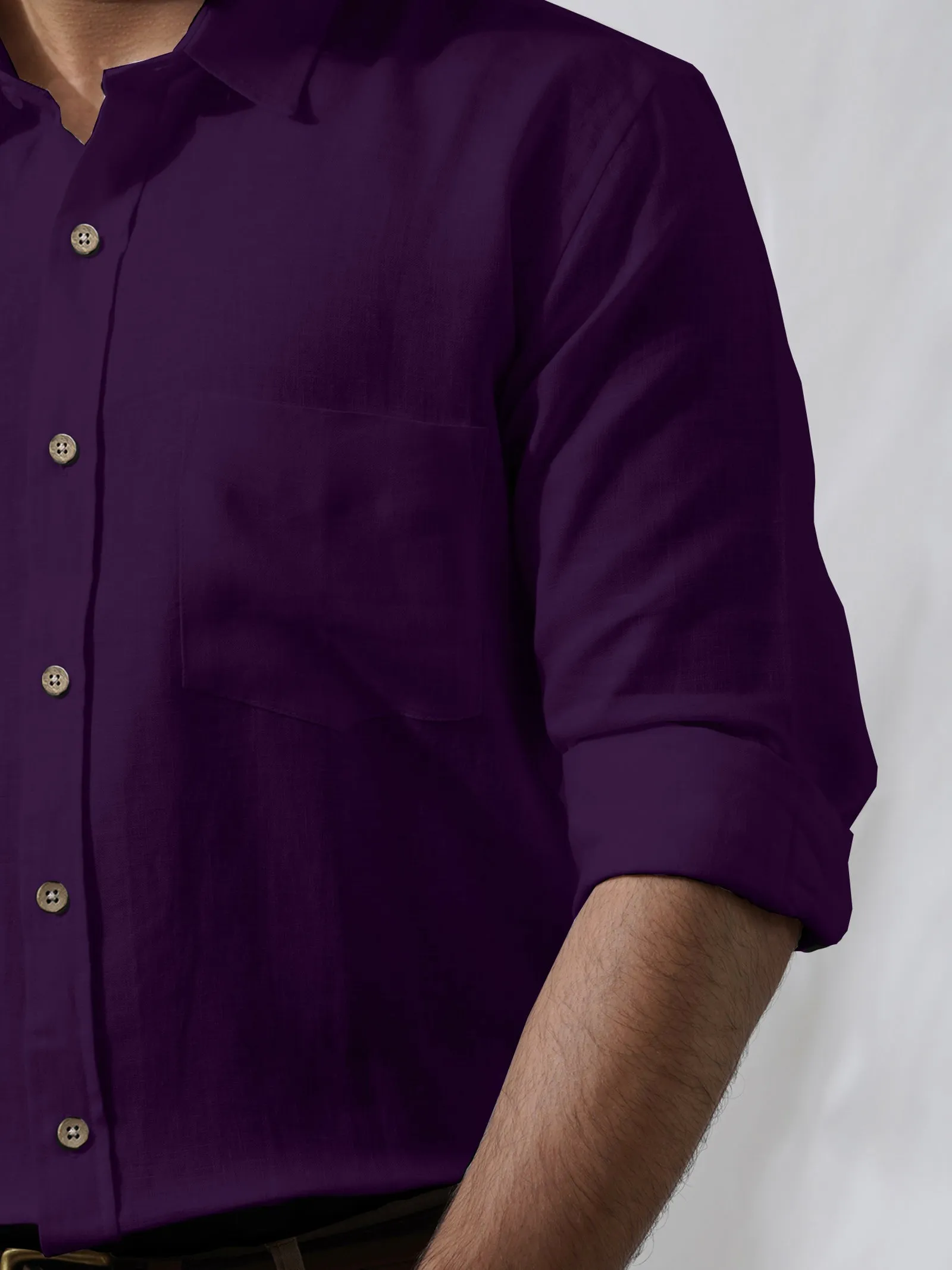 Harvey - Pure Linen Full Sleeve Shirt - Dark Purple