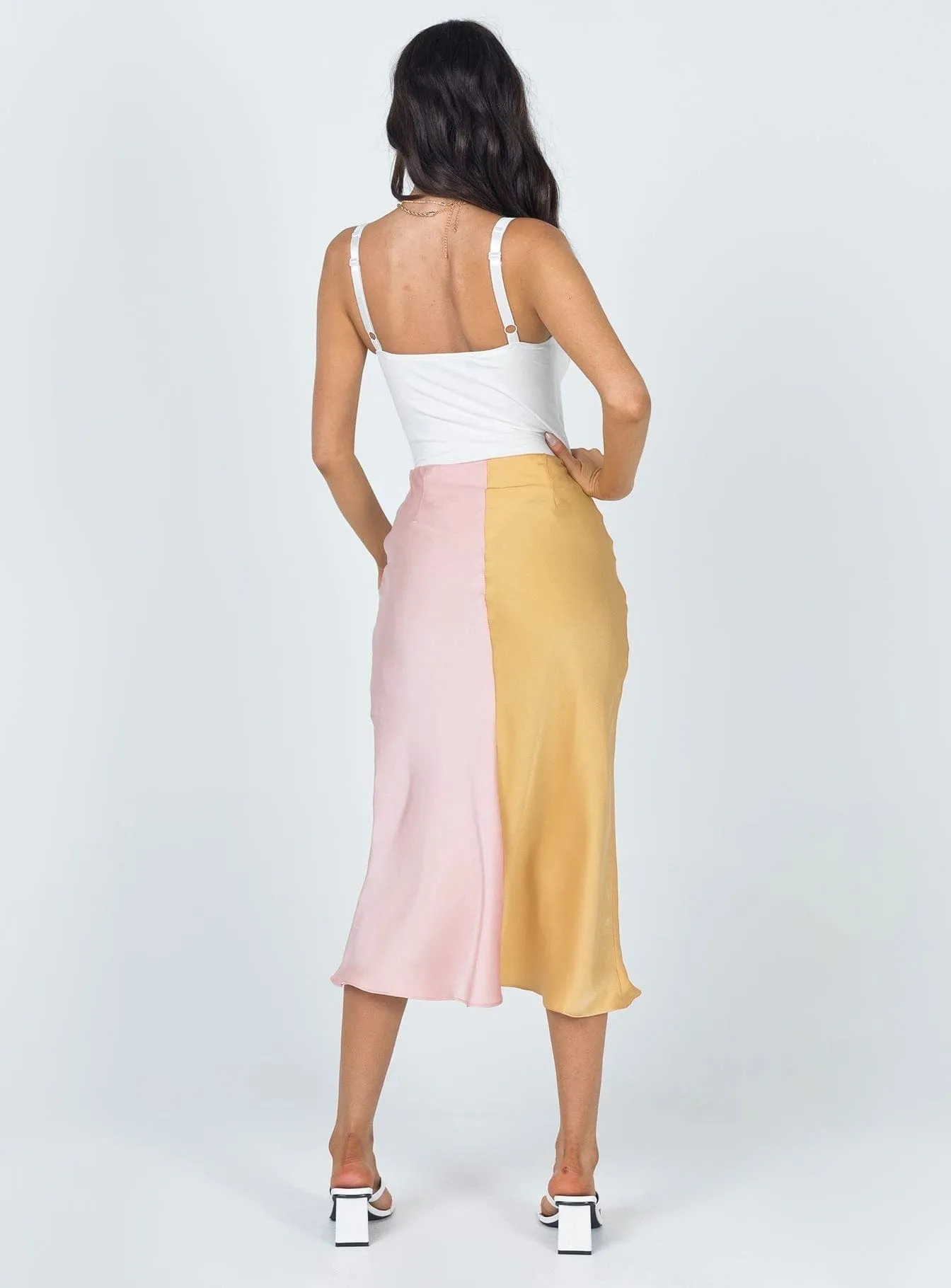 High Rise Dual Colored Pastel Midi Slip Dress