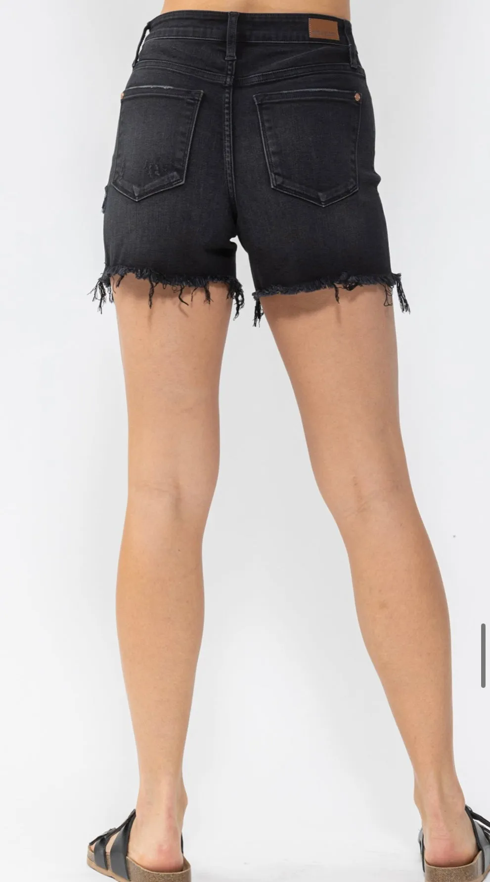 High waist fray hem shorts