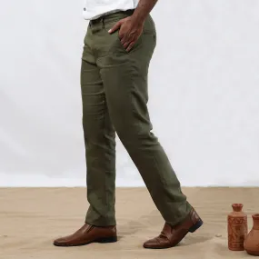 Ian Chino Pants - Men's Linen Trousers - Olive (Factory Rescue)