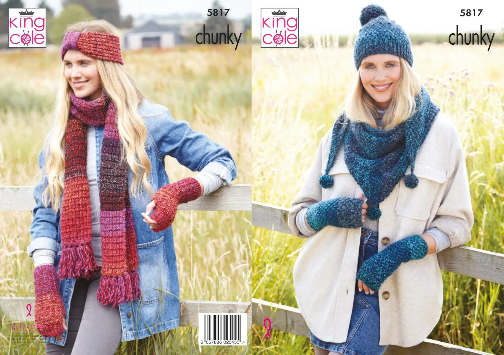 King Cole Chunky Knitting Pattern - Ladies Winter Accessories (5817)