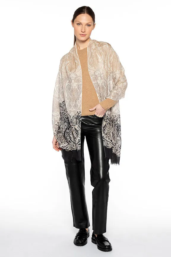 KINROSS CASHMERE - FADED PAISLEY CASHMERE SILK SCARF