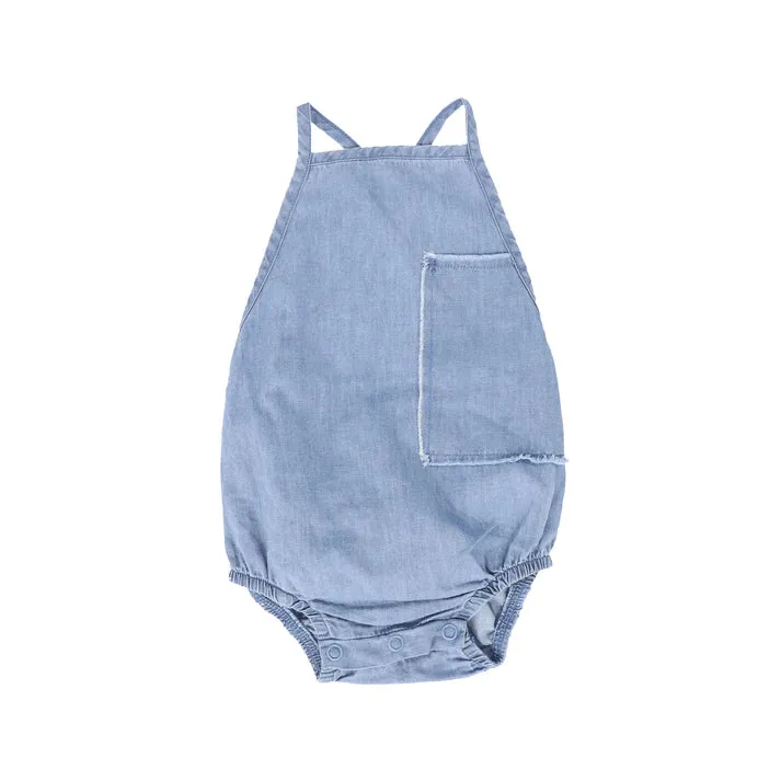Little Parni Light Blue Denim Romper