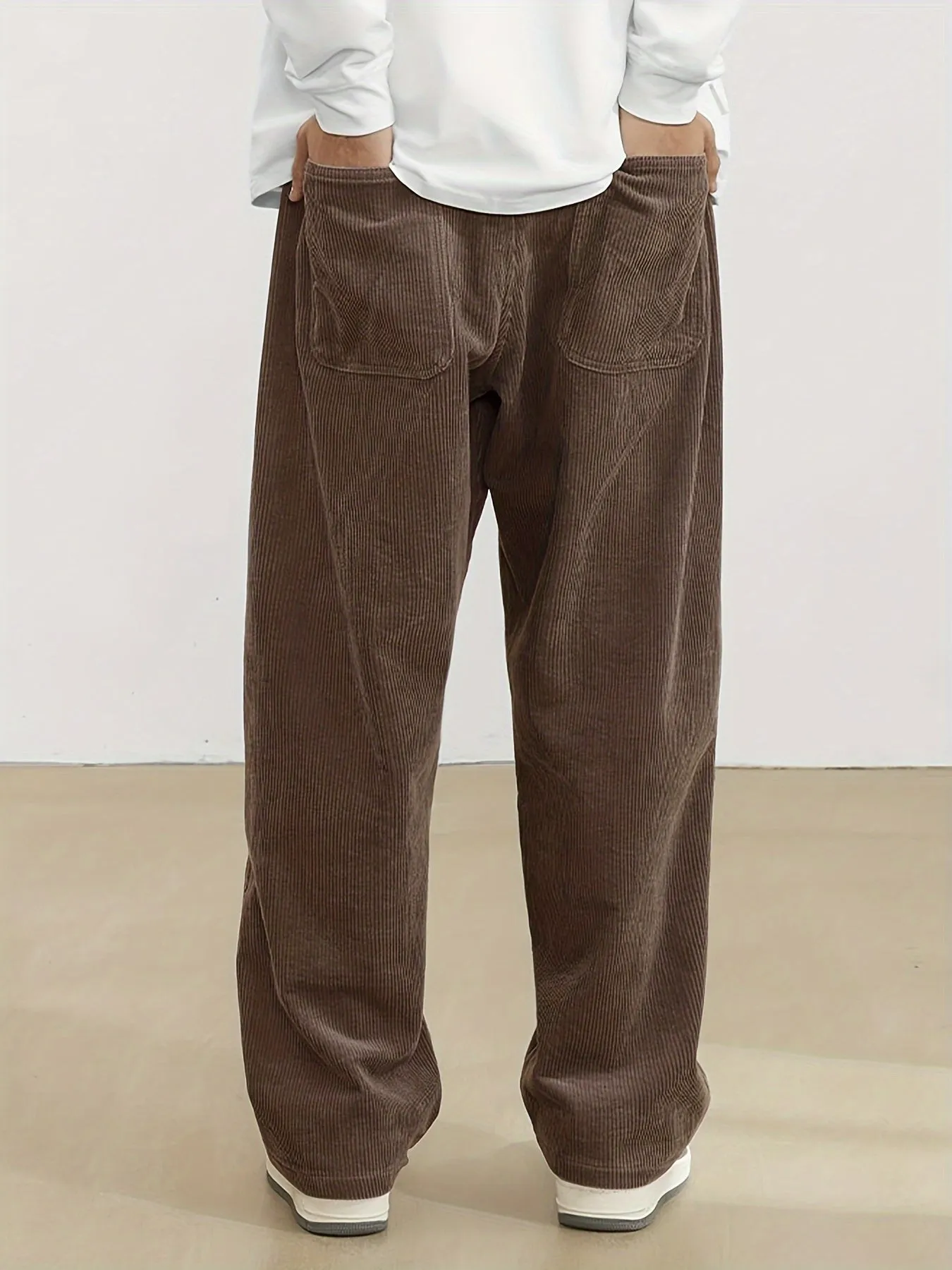 Men's Vintage-Inspired Thick Fleece Casual Pants with Slant Pockets - Loose Fit, Drawstring Waist for Fall/Winter Streetwear & Outdoor Activities