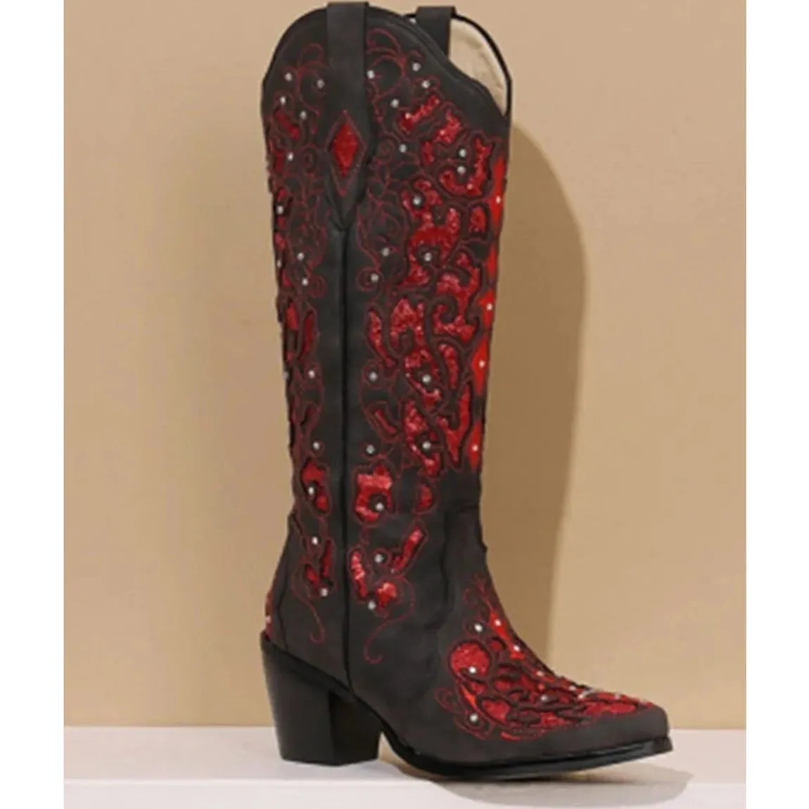 Merendy Dalieda Floral Embroidered block heel boots