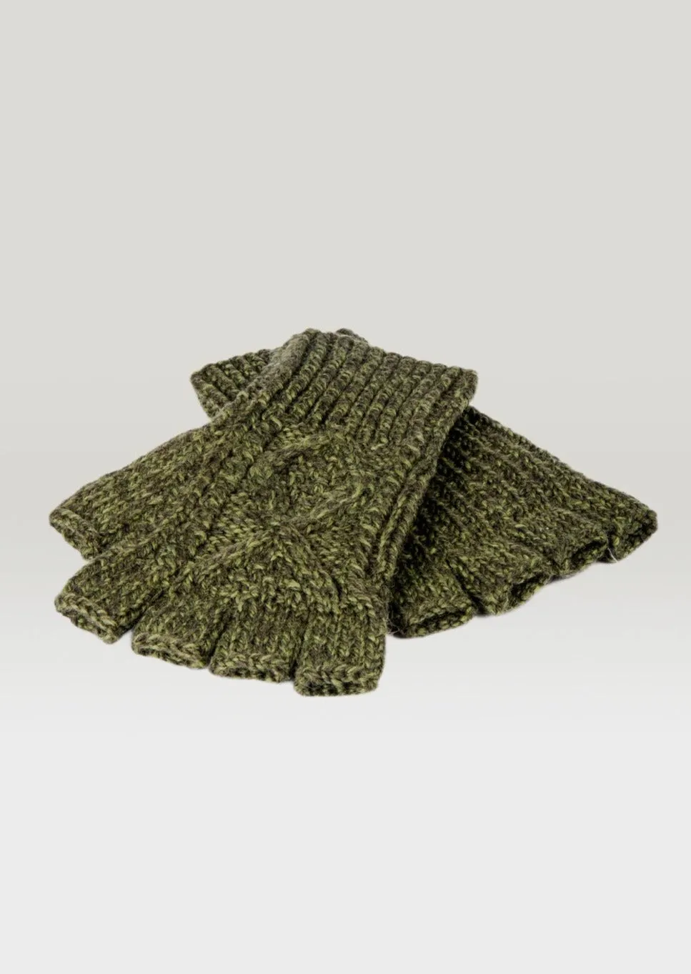 Merino Wool Hand Knit Aran Fingerless Gloves