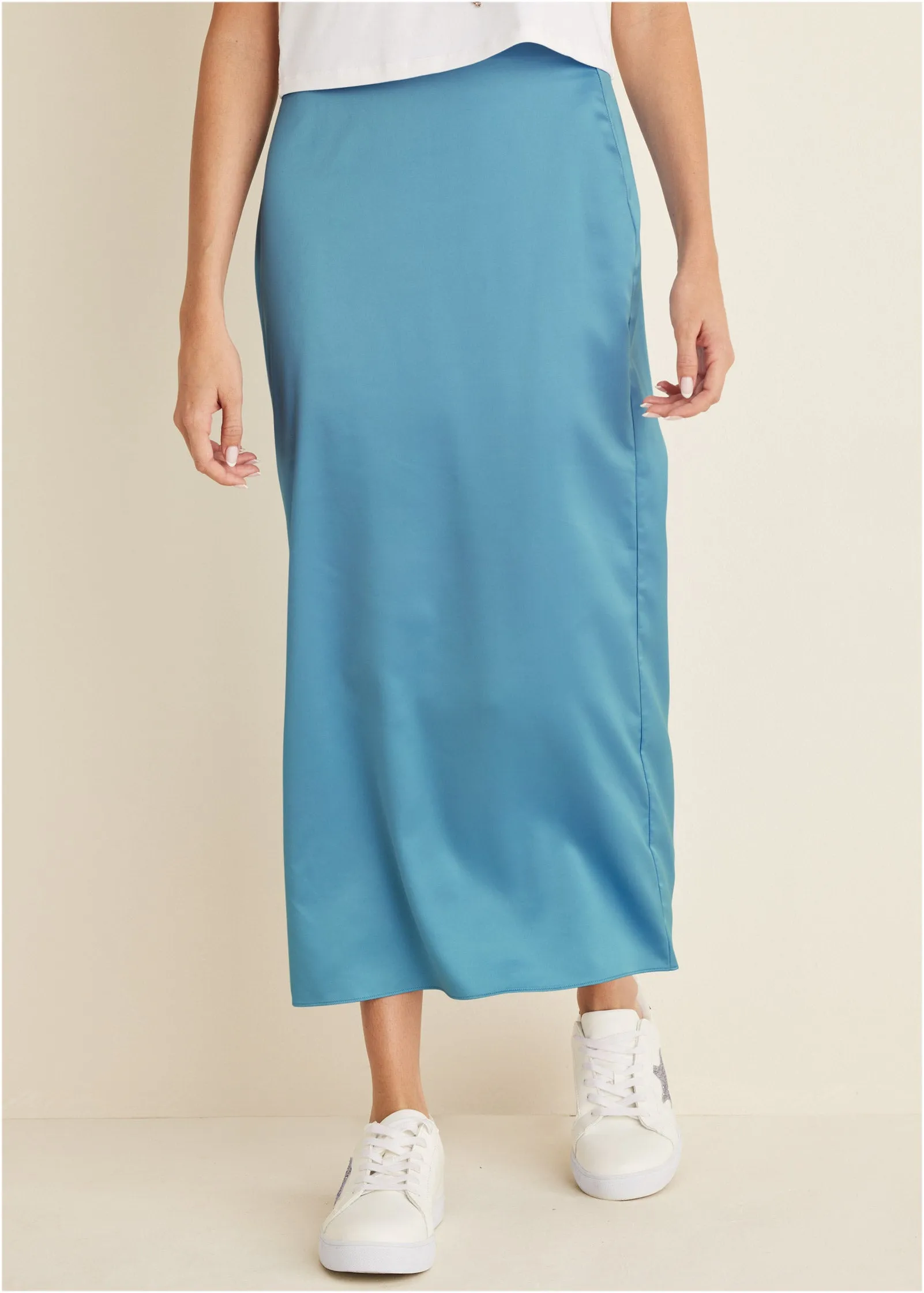 Midi Slip Skirt - Blue