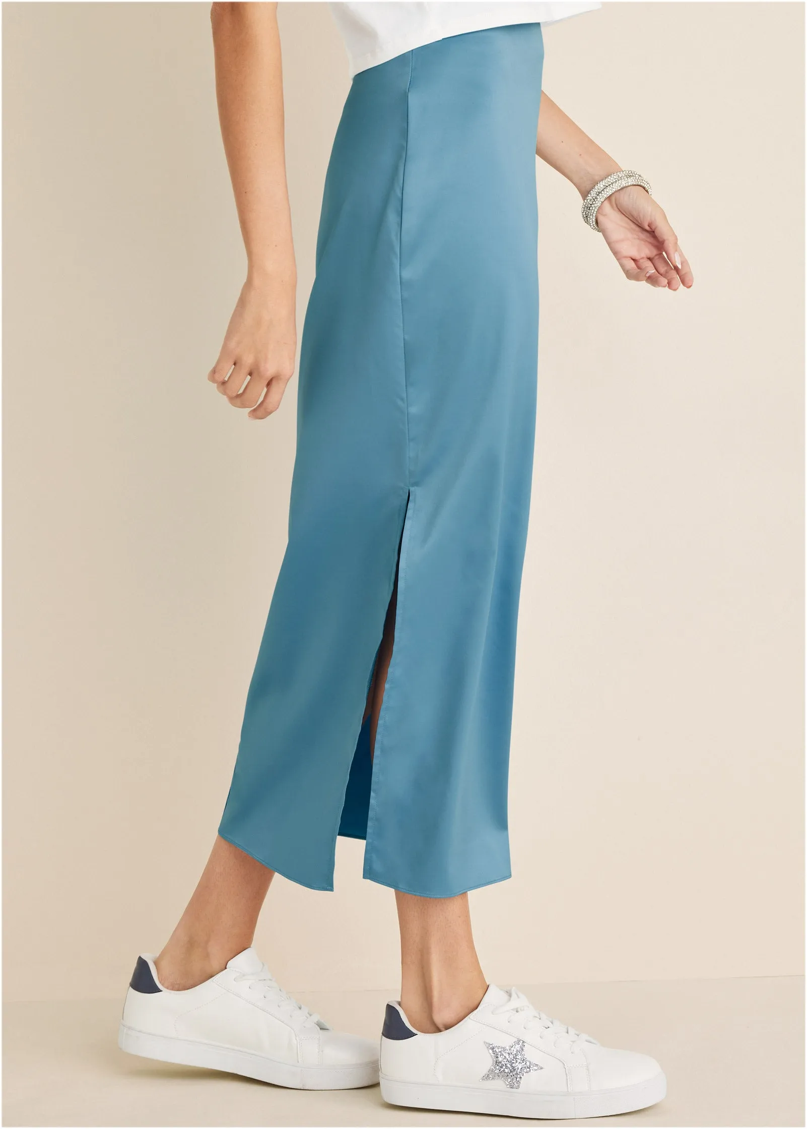 Midi Slip Skirt - Blue