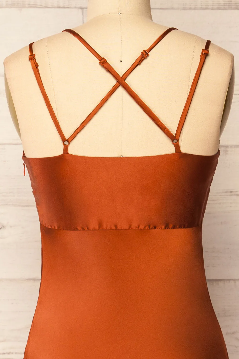 Nikoo Rust | Midi V-Neck Slip Dress
