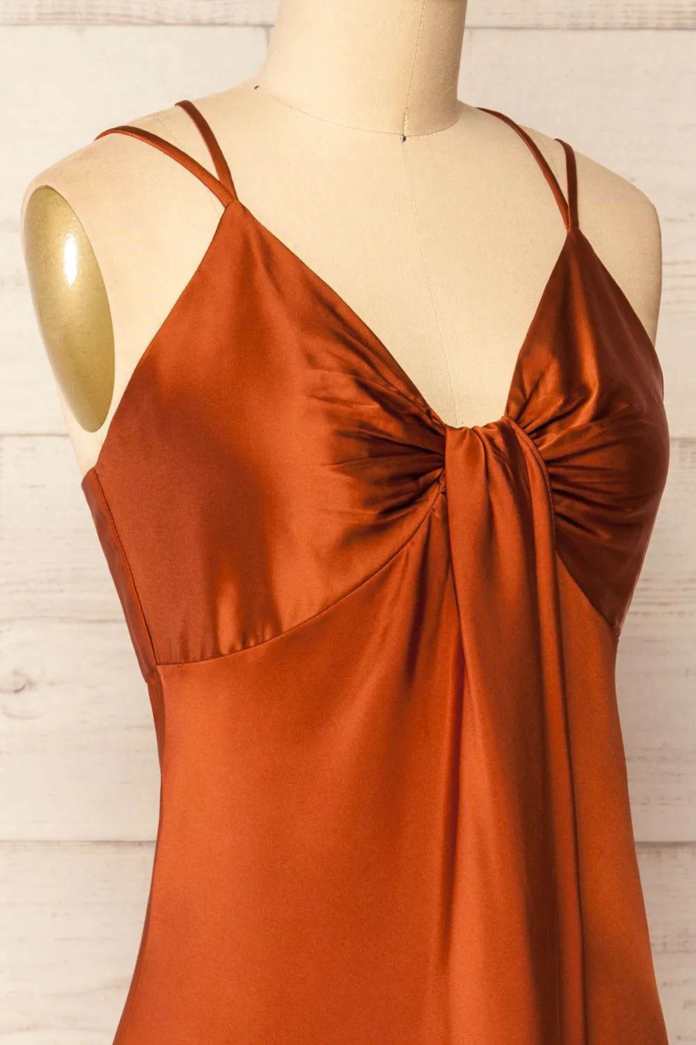 Nikoo Rust | Midi V-Neck Slip Dress