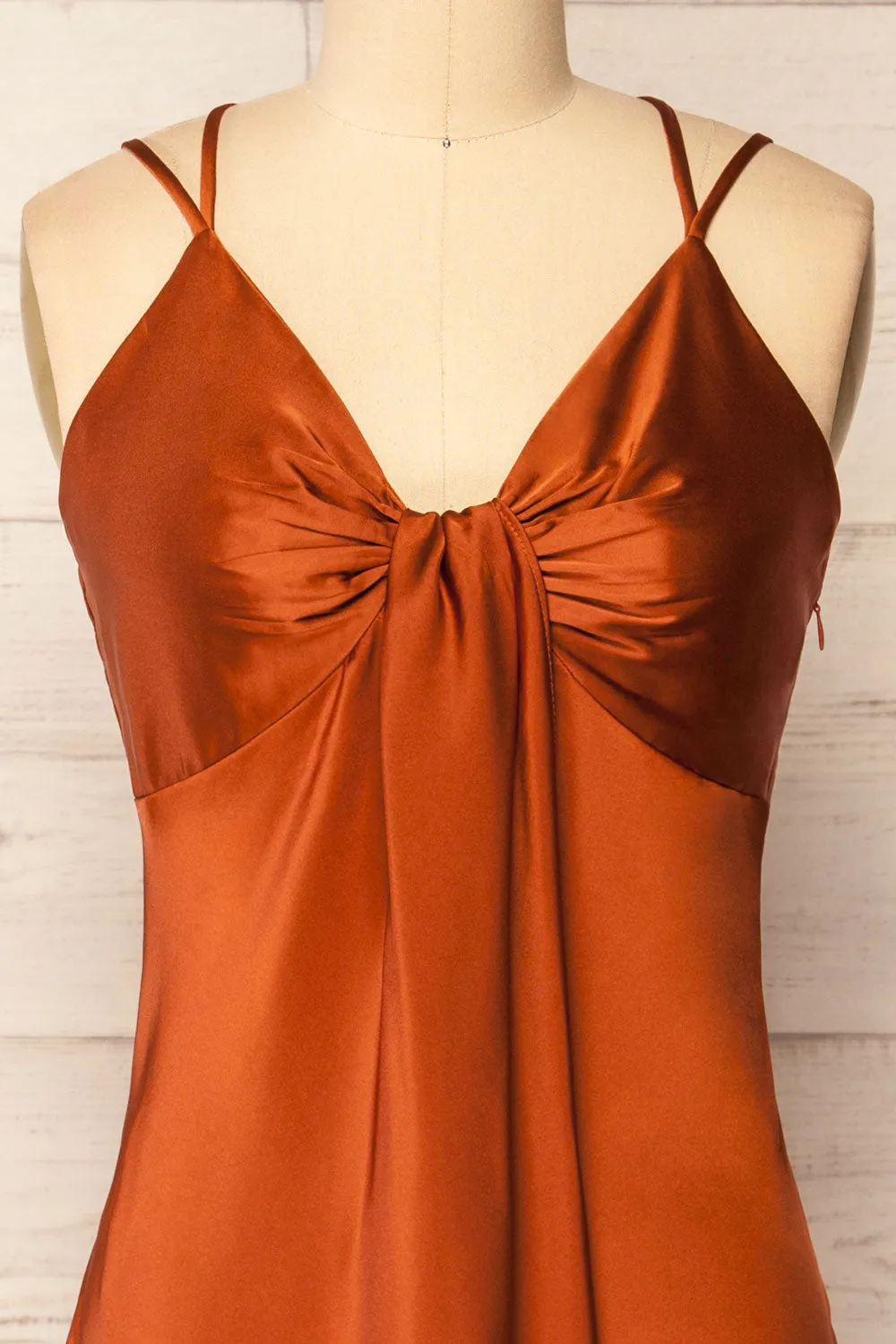 Nikoo Rust | Midi V-Neck Slip Dress