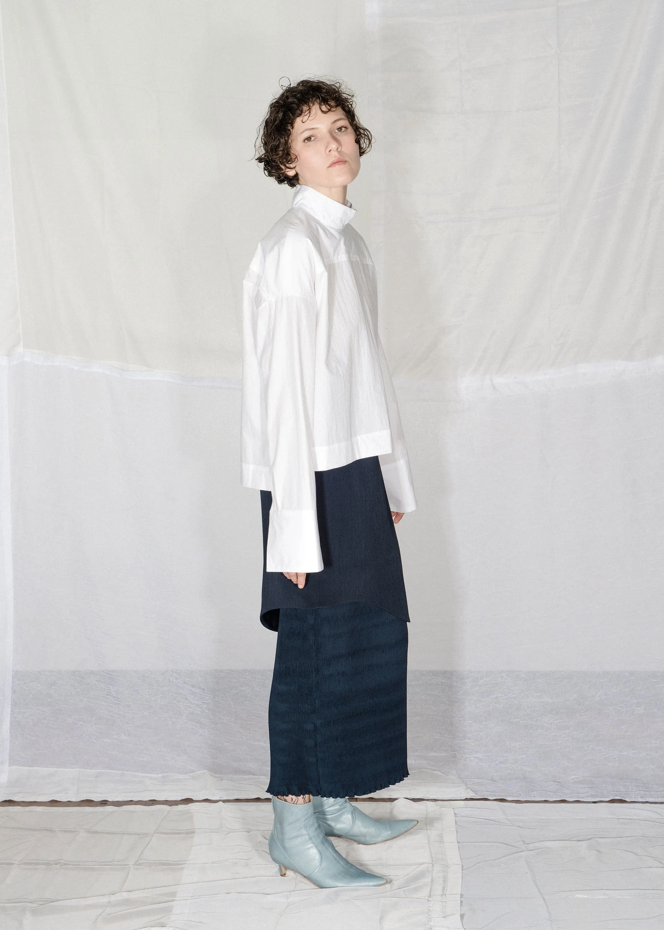 Oversize Mockneck Shirt - White