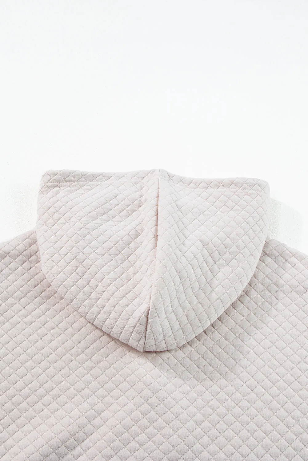 Parchment Drawstring Kangaroo Pocket Quilted Hooded Dress