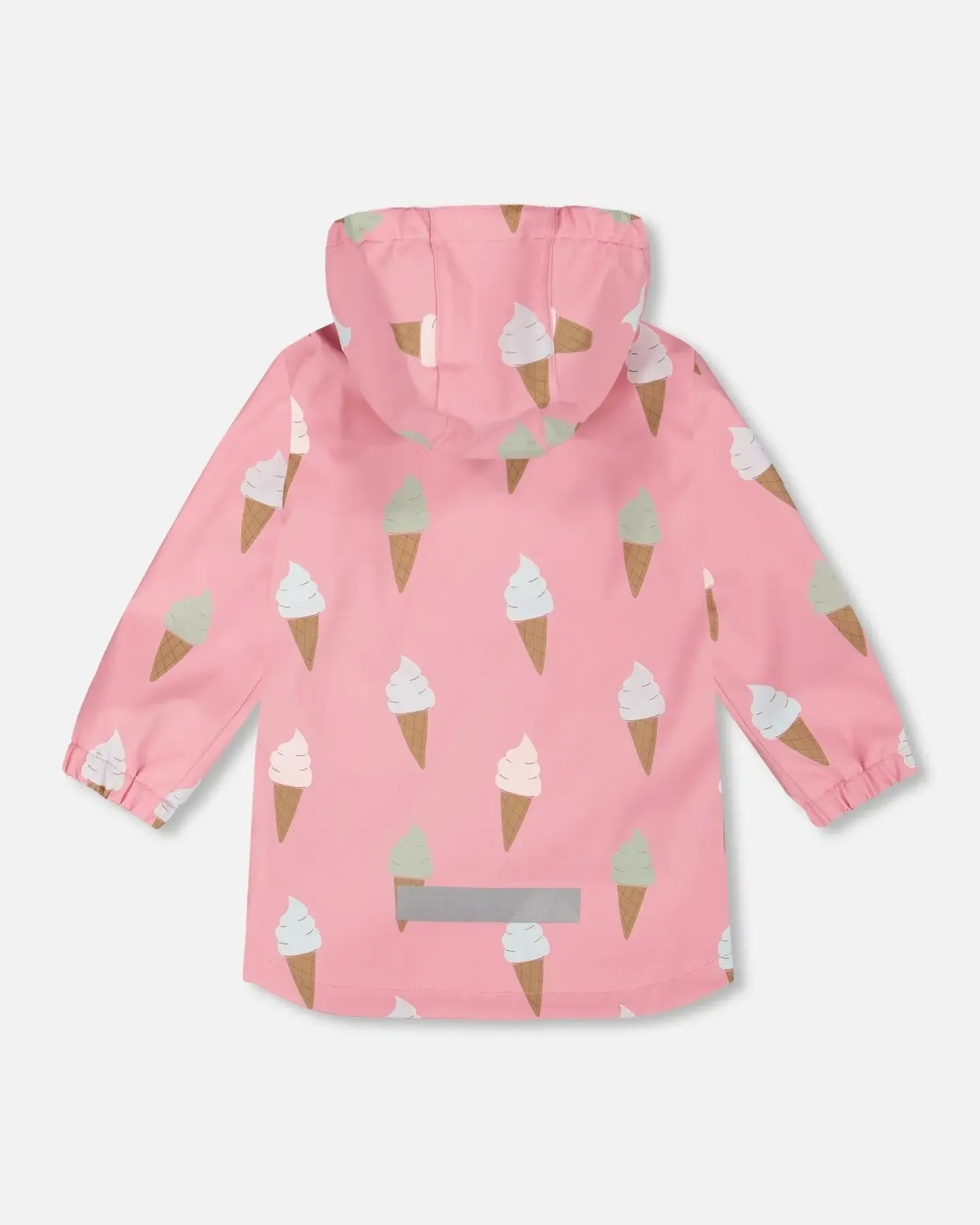 Pink Raincoat With Cones That Change Color Upon Contact With Water