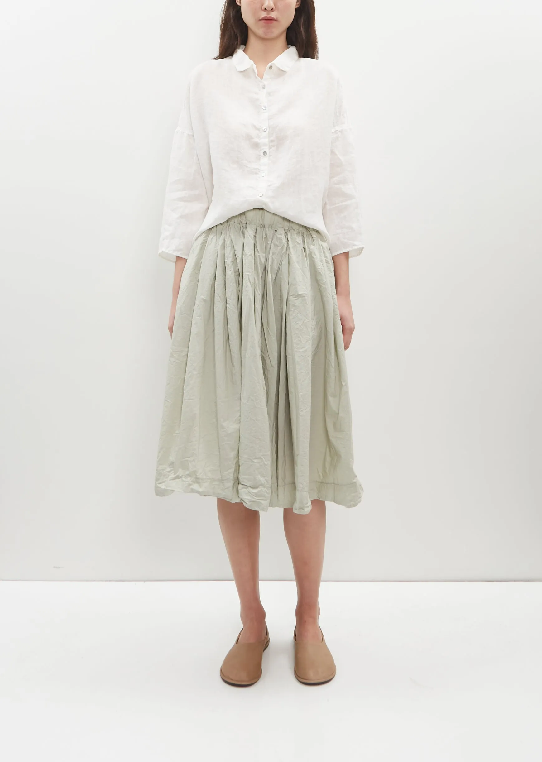 Pleated Short Tissue Cotton Skirt