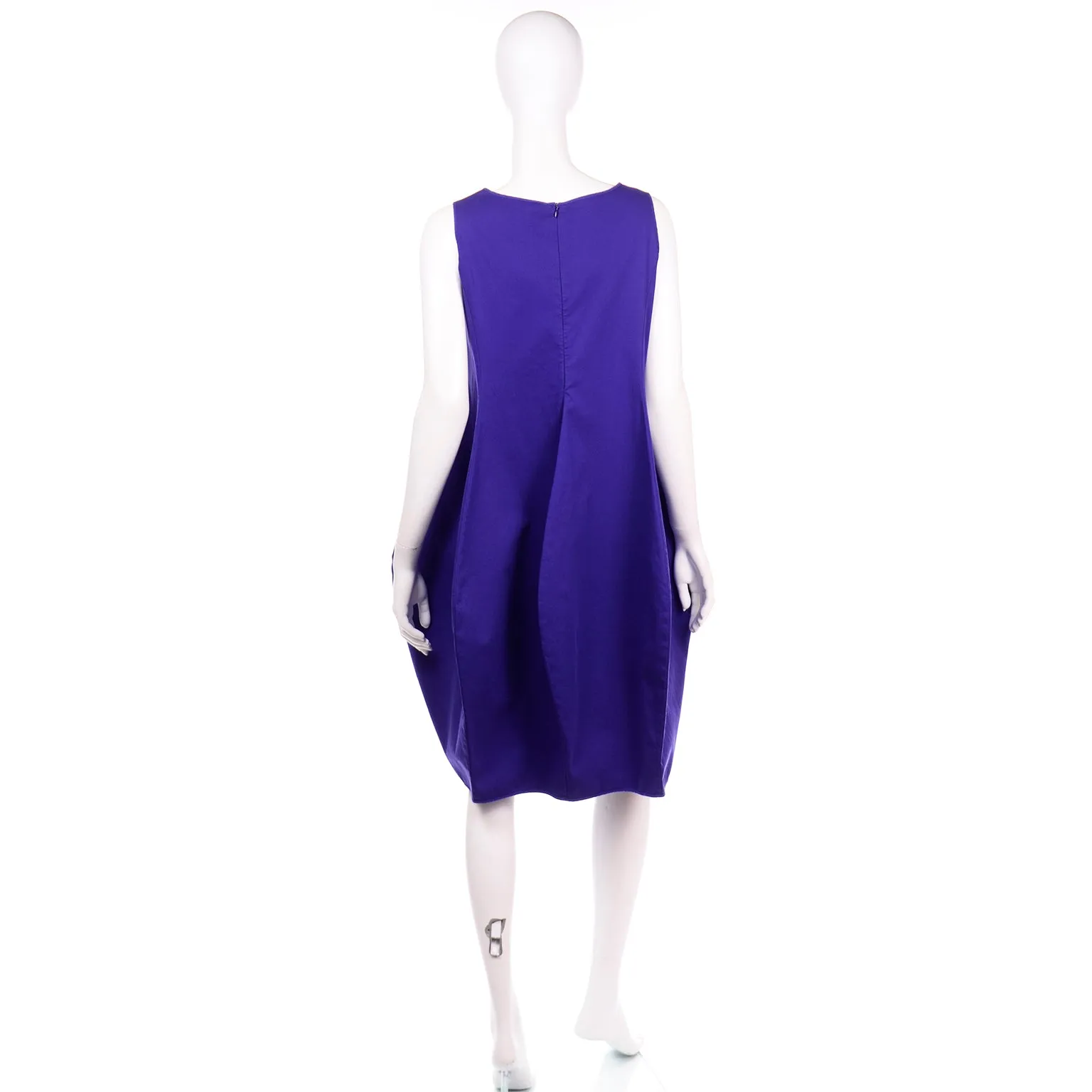 Purple Cotton Sleeveless Origami Balloon Dress by Hache