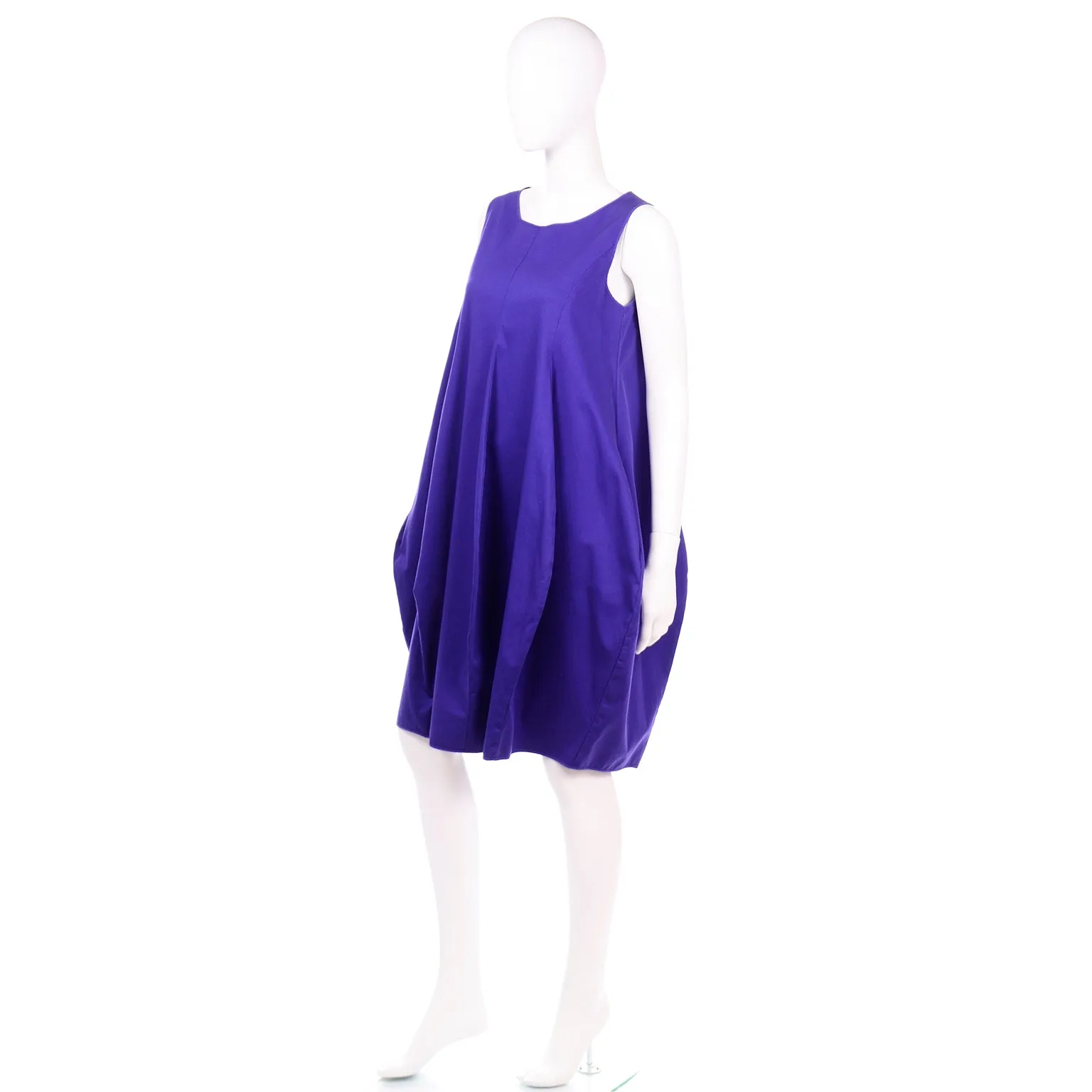 Purple Cotton Sleeveless Origami Balloon Dress by Hache