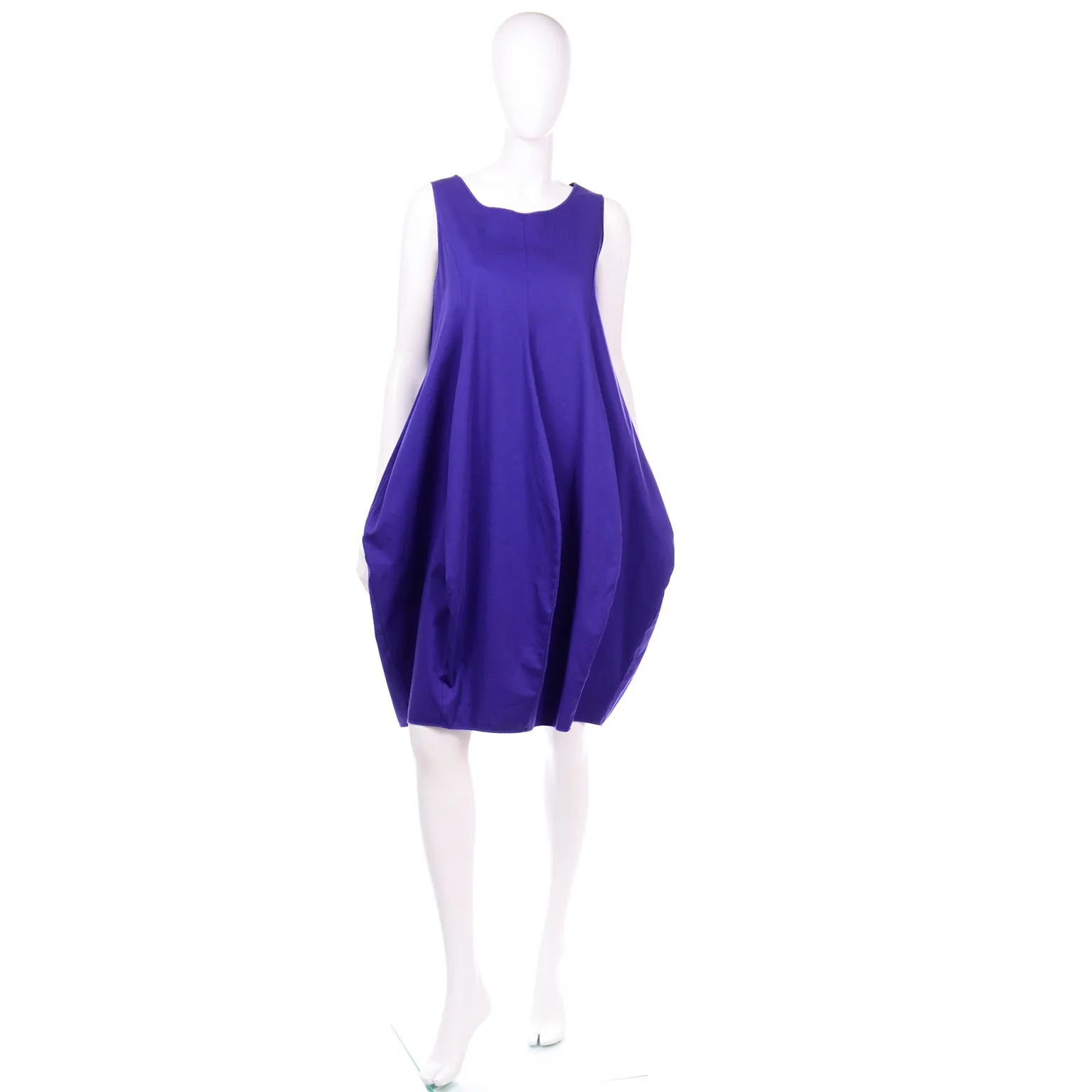 Purple Cotton Sleeveless Origami Balloon Dress by Hache