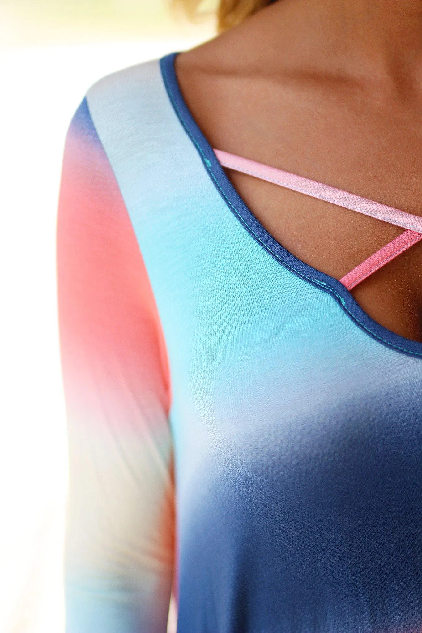 Rainbow Criss Cross Short Dress with Pockets