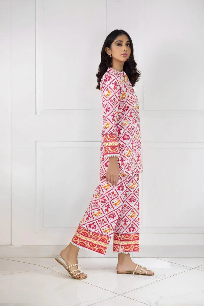 Shehrnaz-SHK 1013 - White - Screen Print - 2 Piece