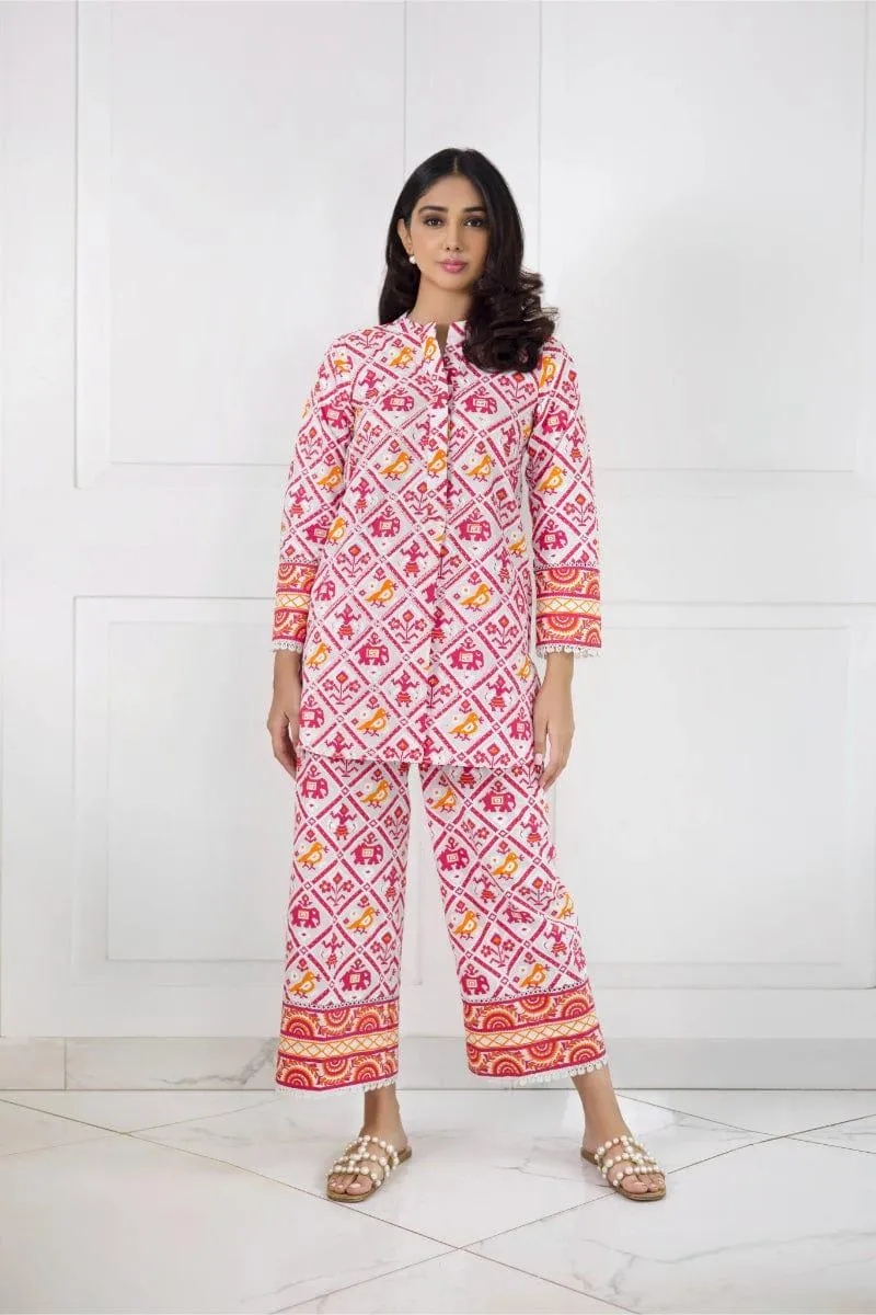 Shehrnaz-SHK 1013 - White - Screen Print - 2 Piece