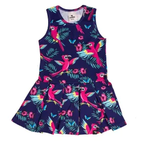 Sleeveless dress- purple parrot