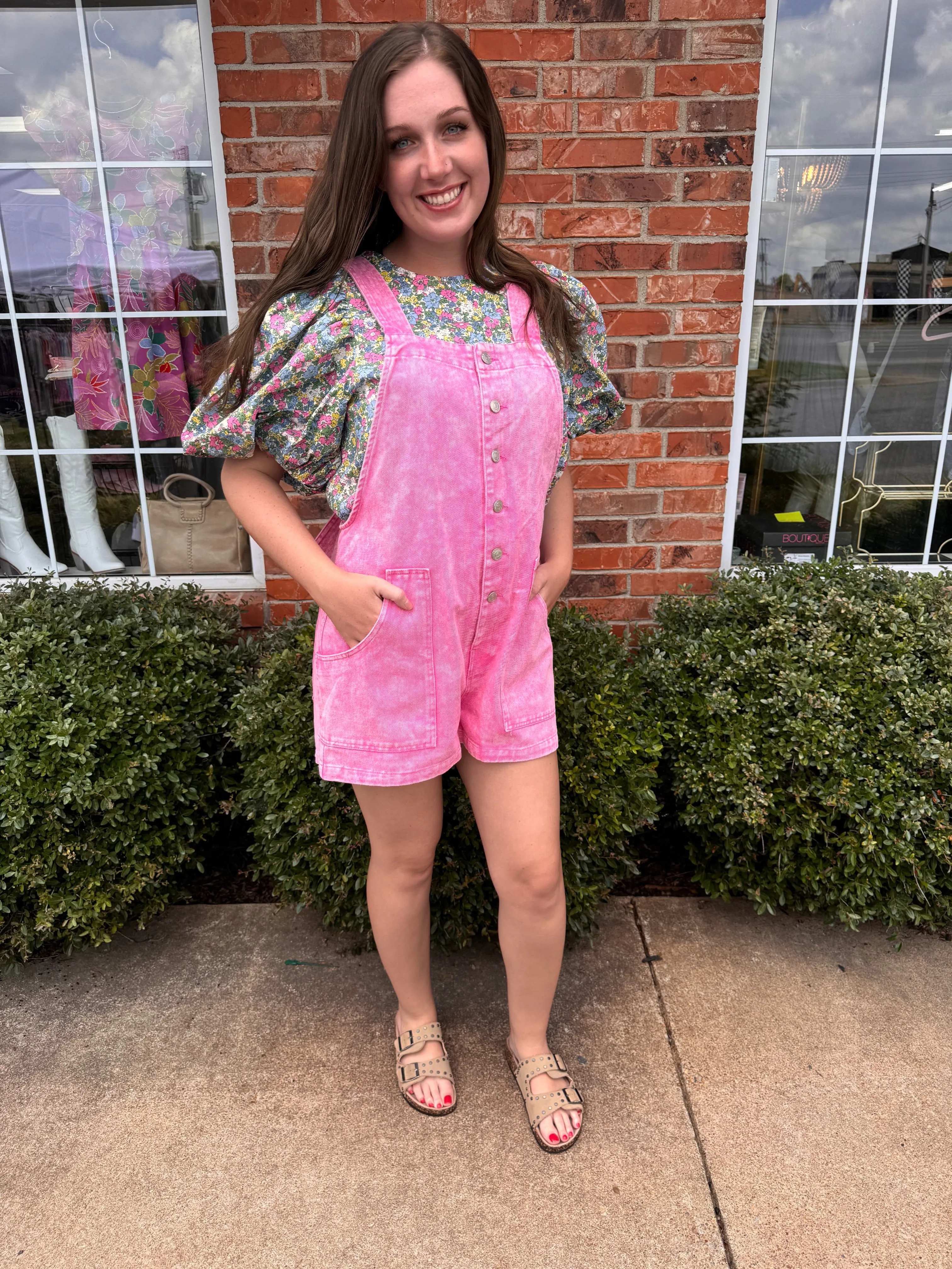 Square Neck Denim Romper