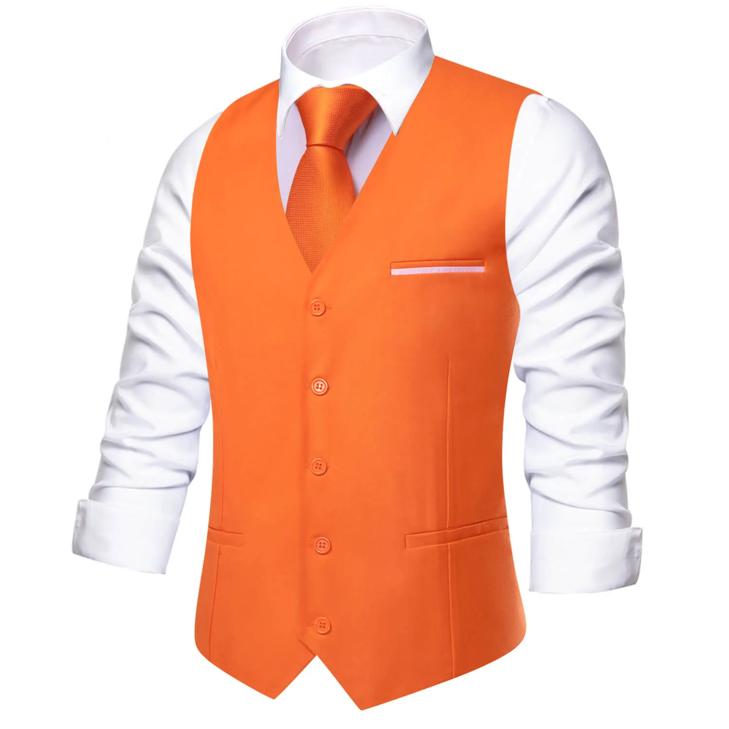Ties2you Men's Formal Vest Coral Orange Solid Silk Vest Business Suit